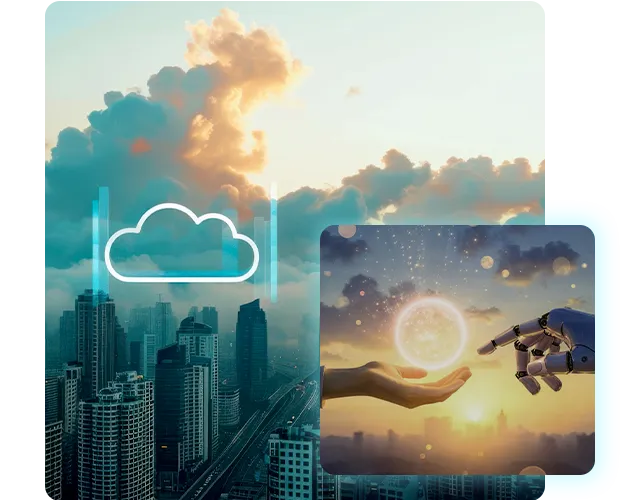 Cloud transformation and digital innovation experience illustration